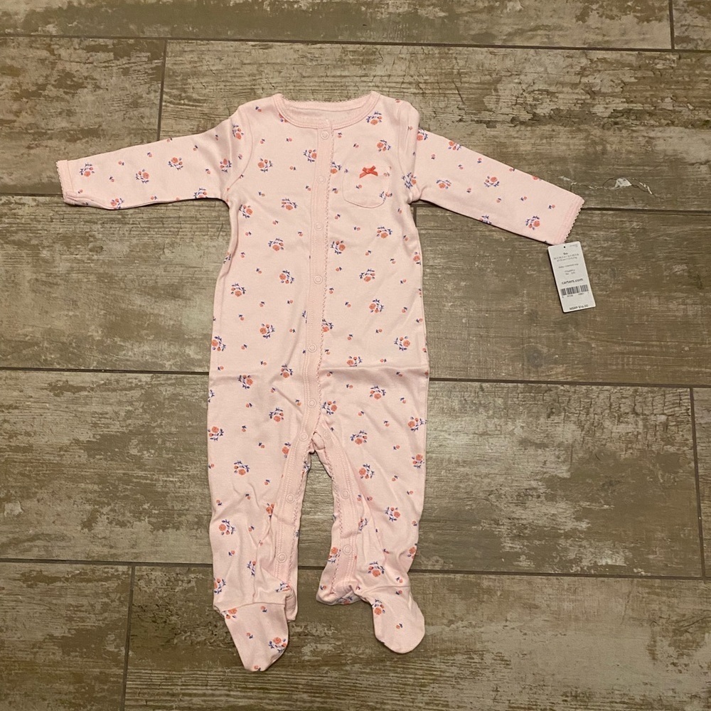 Carter’s Pink Floral Footie Pajamas 9 Months New With Tag